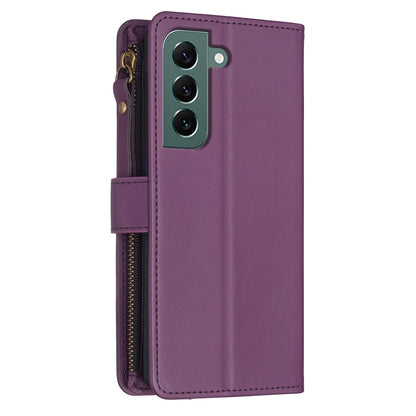 Samsung Galaxy S22+ 5G Leather Flip Wallet Phone Case with 9 Card Slots, Zipper Compartment, and Adjustable Stand