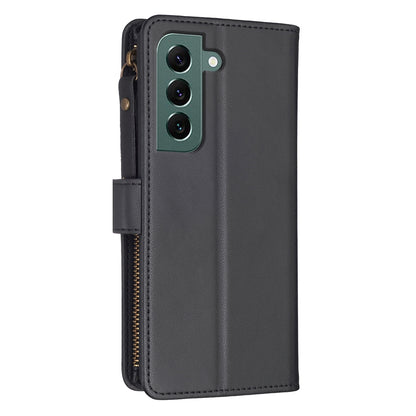 Samsung Galaxy S22+ 5G Leather Flip Wallet Phone Case with 9 Card Slots, Zipper Compartment, and Adjustable Stand