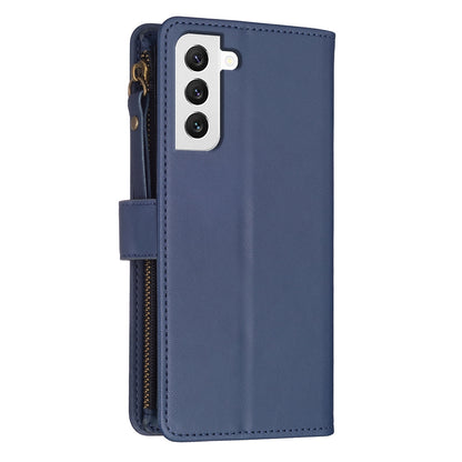 Samsung Galaxy S22 5G Leather Flip Wallet Phone Case with 9 Card Slots, Zipper Compartment, and Adjustable Stand