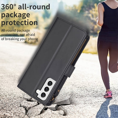 Samsung Galaxy S22 5G Leather Flip Wallet Phone Case with 9 Card Slots, Zipper Compartment, and Adjustable Stand