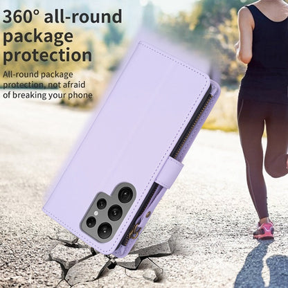 Samsung Galaxy S23 Ultra 5G Leather Flip Wallet Phone Case with 9 Card Slots, Zipper Compartment, and Adjustable Stand