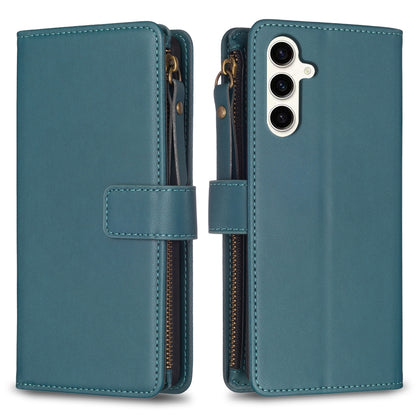 Samsung Galaxy S23 FE 5G Leather Flip Wallet Phone Case with 9 Card Slots, Zipper Compartment, and Adjustable Stand