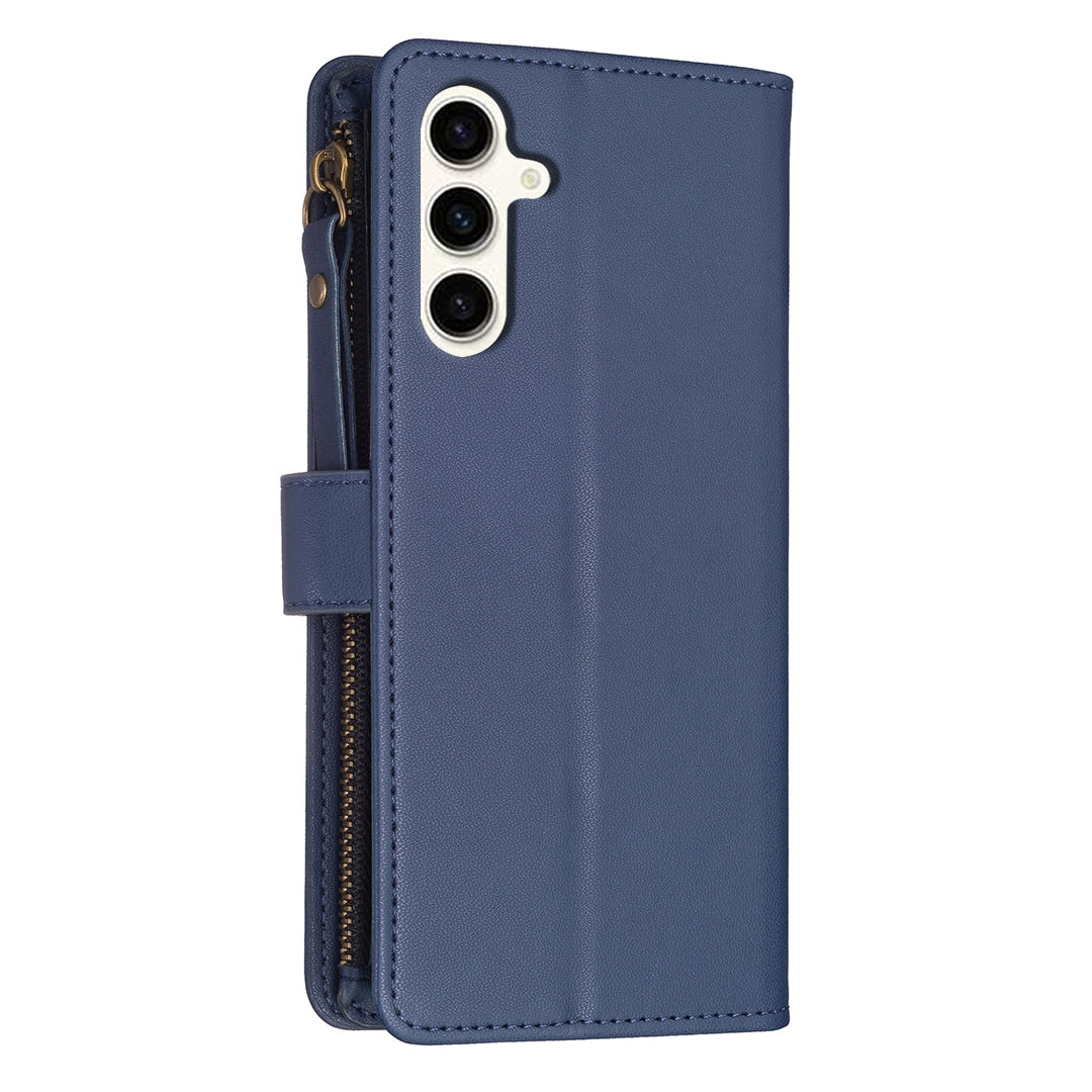 Samsung Galaxy S23 FE 5G Leather Flip Wallet Phone Case with 9 Card Slots, Zipper Compartment, and Adjustable Stand
