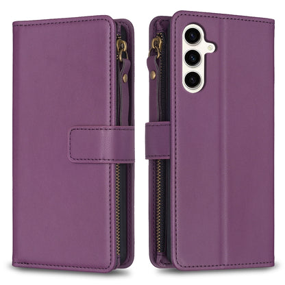 Samsung Galaxy S23 FE 5G Leather Flip Wallet Phone Case with 9 Card Slots, Zipper Compartment, and Adjustable Stand