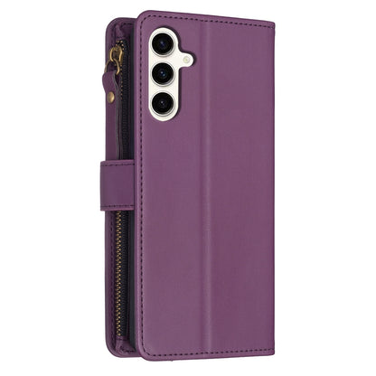 Samsung Galaxy S23 FE 5G Leather Flip Wallet Phone Case with 9 Card Slots, Zipper Compartment, and Adjustable Stand