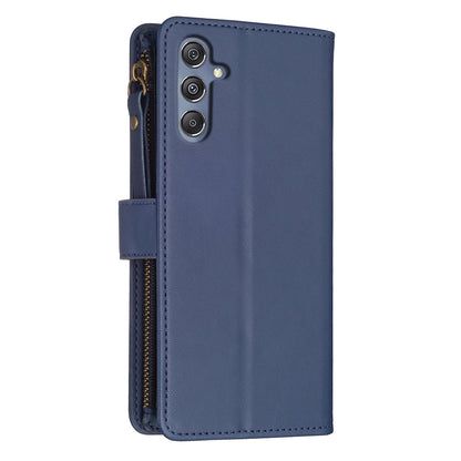 Samsung Galaxy M34 5G Leather Flip Wallet Phone Case with 9 Card Slots, Zipper Compartment, and Adjustable Stand
