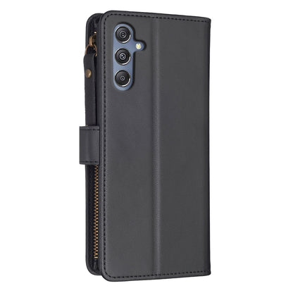 Samsung Galaxy M34 5G Leather Flip Wallet Phone Case with 9 Card Slots, Zipper Compartment, and Adjustable Stand