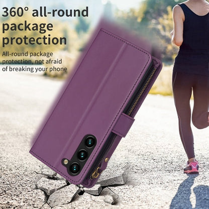 Samsung Galaxy S24+ 5G Leather Flip Wallet Phone Case with 9 Card Slots, Zipper Compartment, and Adjustable Stand