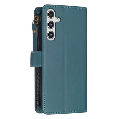 Samsung Galaxy A55 Leather Flip Wallet Phone Case with 9 Card Slots, Zipper Compartment, and Adjustable Stand