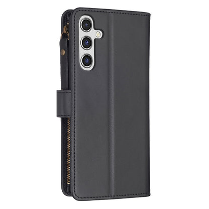 Samsung Galaxy A55 Leather Flip Wallet Phone Case with 9 Card Slots, Zipper Compartment, and Adjustable Stand