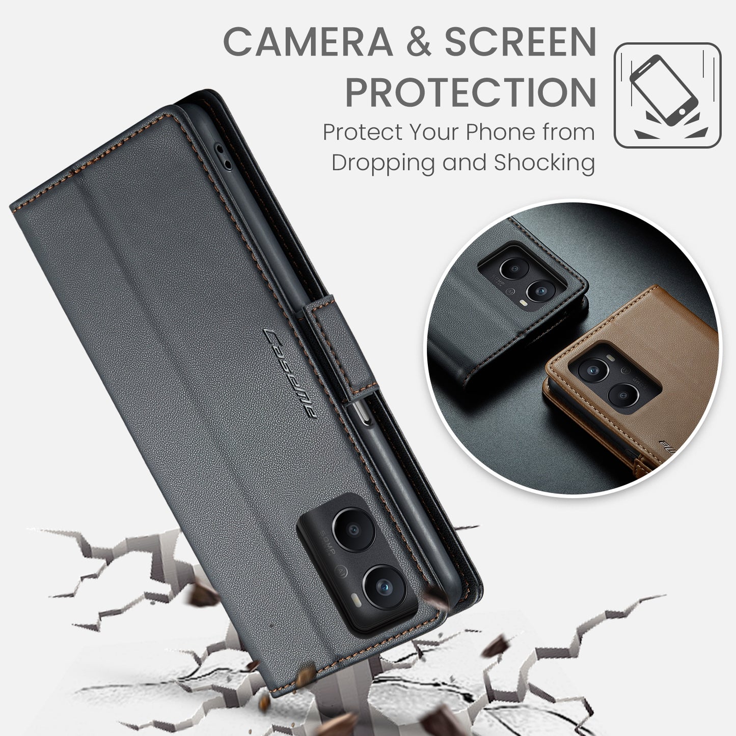 Realme 9i 4G Leather Wallet Case - RFID Blocking, Stand Function, Card Slots