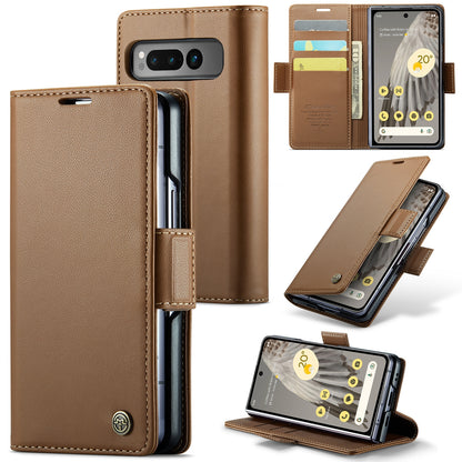 Google Pixel Fold Leather Wallet Case - RFID Blocking, Stand Function, Card Slots