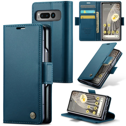 Google Pixel Fold Leather Wallet Case - RFID Blocking, Stand Function, Card Slots