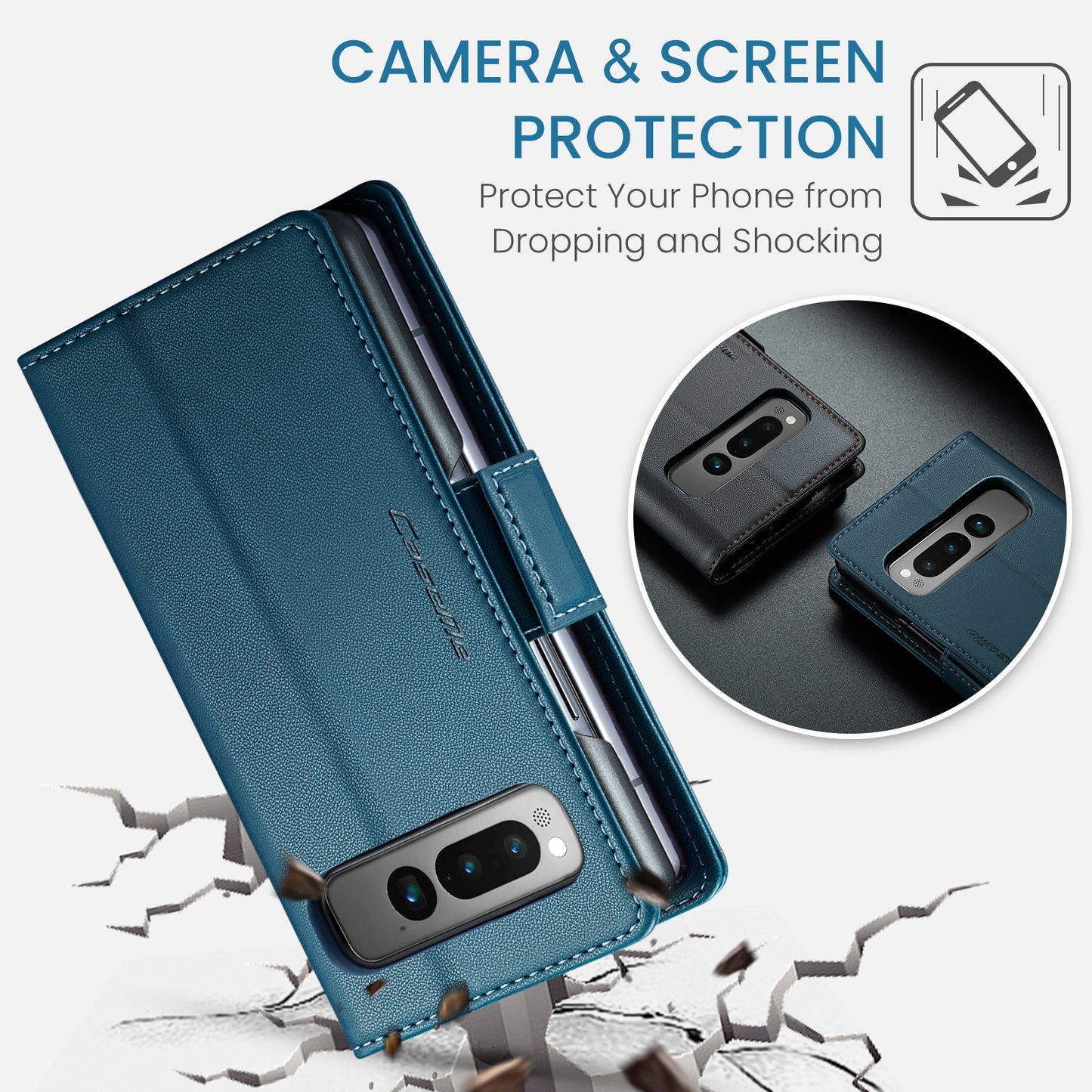 Google Pixel Fold Leather Wallet Case - RFID Blocking, Stand Function, Card Slots