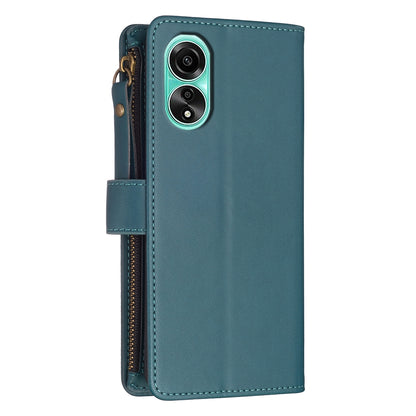 OPPO A78 4G Leather Flip Wallet Phone Case with 9 Card Slots, Zipper Compartment, and Adjustable Stand