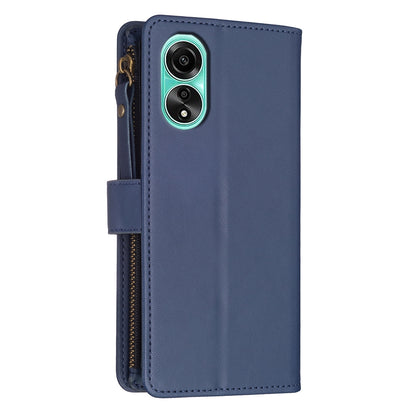 OPPO A78 4G Leather Flip Wallet Phone Case with 9 Card Slots, Zipper Compartment, and Adjustable Stand