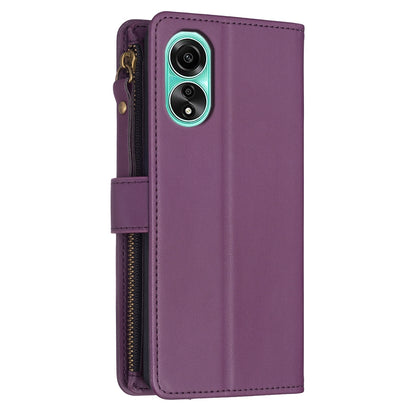 OPPO A78 4G Leather Flip Wallet Phone Case with 9 Card Slots, Zipper Compartment, and Adjustable Stand