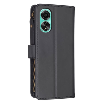 OPPO A78 4G Leather Flip Wallet Phone Case with 9 Card Slots, Zipper Compartment, and Adjustable Stand