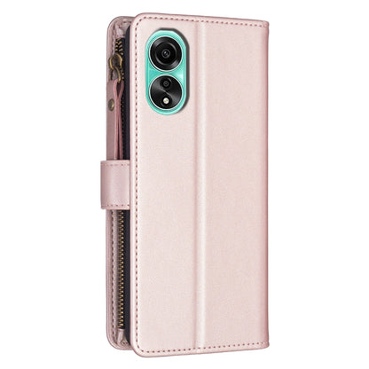 OPPO A78 4G Leather Flip Wallet Phone Case with 9 Card Slots, Zipper Compartment, and Adjustable Stand
