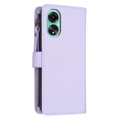 OPPO A78 4G Leather Flip Wallet Phone Case with 9 Card Slots, Zipper Compartment, and Adjustable Stand