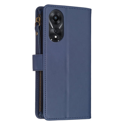 OPPO A78 5G Leather Flip Wallet Phone Case with 9 Card Slots, Zipper Compartment, and Adjustable Stand