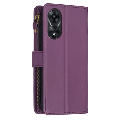 OPPO A78 5G Leather Flip Wallet Phone Case with 9 Card Slots, Zipper Compartment, and Adjustable Stand
