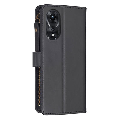 OPPO A78 5G Leather Flip Wallet Phone Case with 9 Card Slots, Zipper Compartment, and Adjustable Stand
