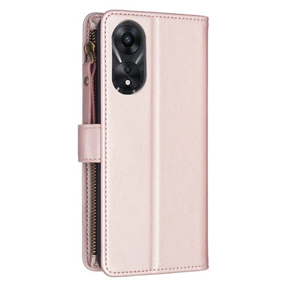 OPPO A78 5G Leather Flip Wallet Phone Case with 9 Card Slots, Zipper Compartment, and Adjustable Stand