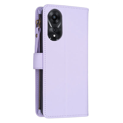 OPPO A78 5G Leather Flip Wallet Phone Case with 9 Card Slots, Zipper Compartment, and Adjustable Stand