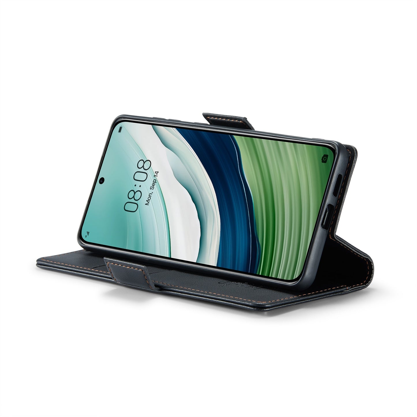 Huawei Mate 60 Leather Wallet Case - RFID Blocking, Stand Function, Card Slots