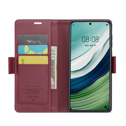 Huawei Mate 60 Leather Wallet Case - RFID Blocking, Stand Function, Card Slots