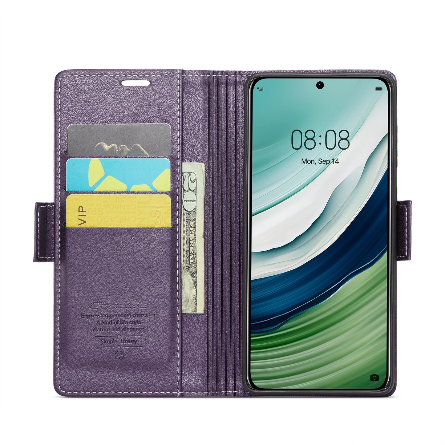 Huawei Mate 60 Leather Wallet Case - RFID Blocking, Stand Function, Card Slots