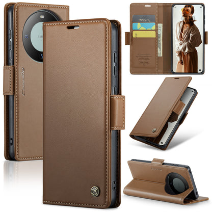 Huawei Mate 60 Pro Leather Wallet Case - RFID Blocking, Stand Function, Card Slots
