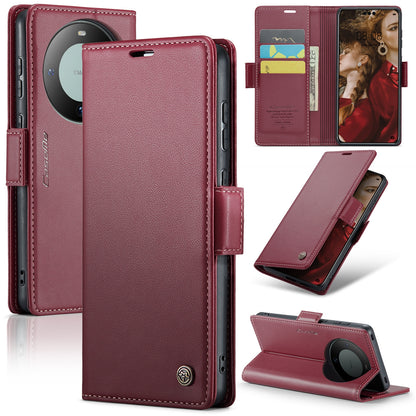 Huawei Mate 60 Pro+ Leather Wallet Case - RFID Blocking, Stand Function, Card Slots