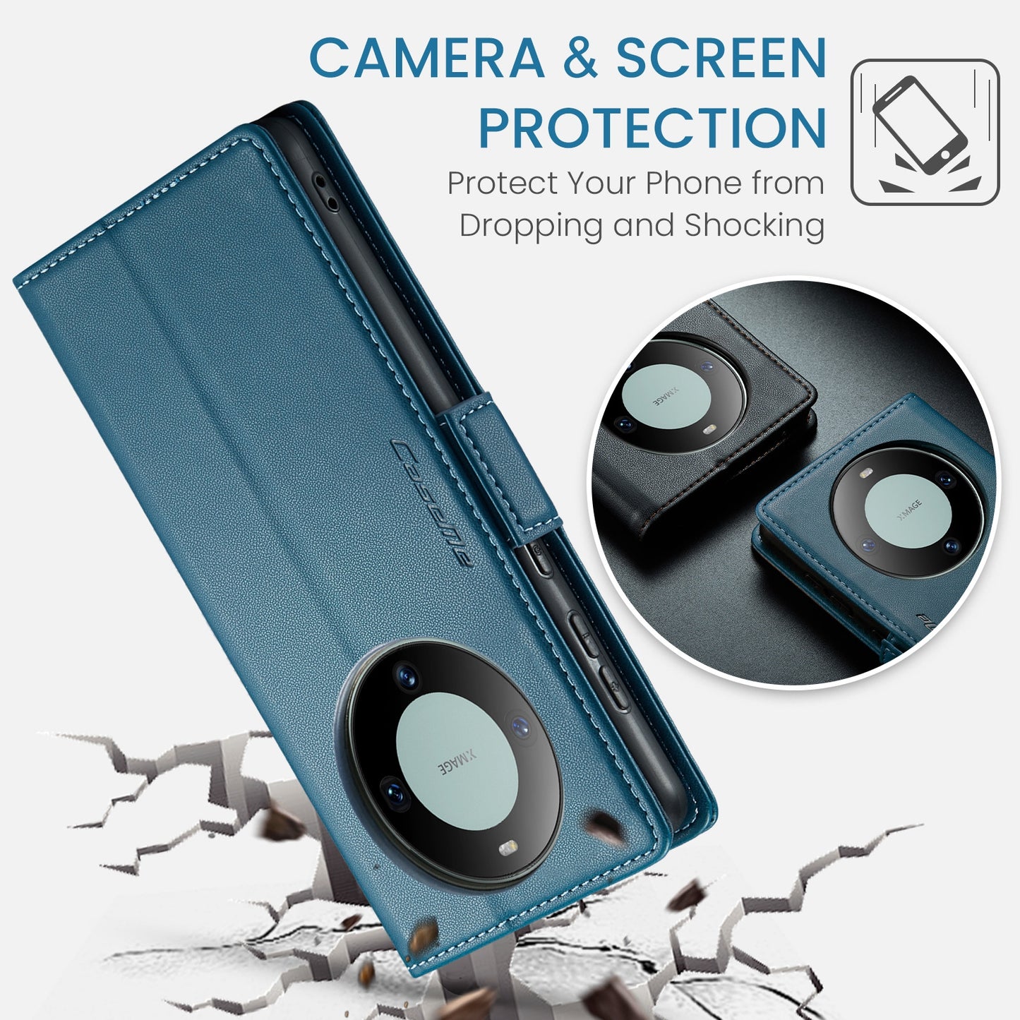 Huawei Mate 60 Pro+ Leather Wallet Case - RFID Blocking, Stand Function, Card Slots