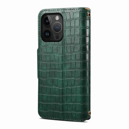 iPhone 14 Plus Denior Leather Case - Crocodile Texture with Oil Edge, Wallet & Kickstand Features-buycases.co.uk