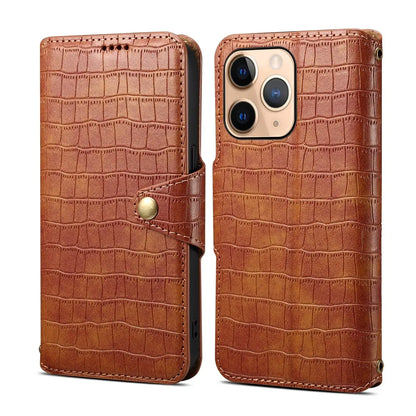 iPhone 11 Pro Max Denior Leather Case - Crocodile Texture with Oil Edge, Wallet & Kickstand Features-buycases.co.uk