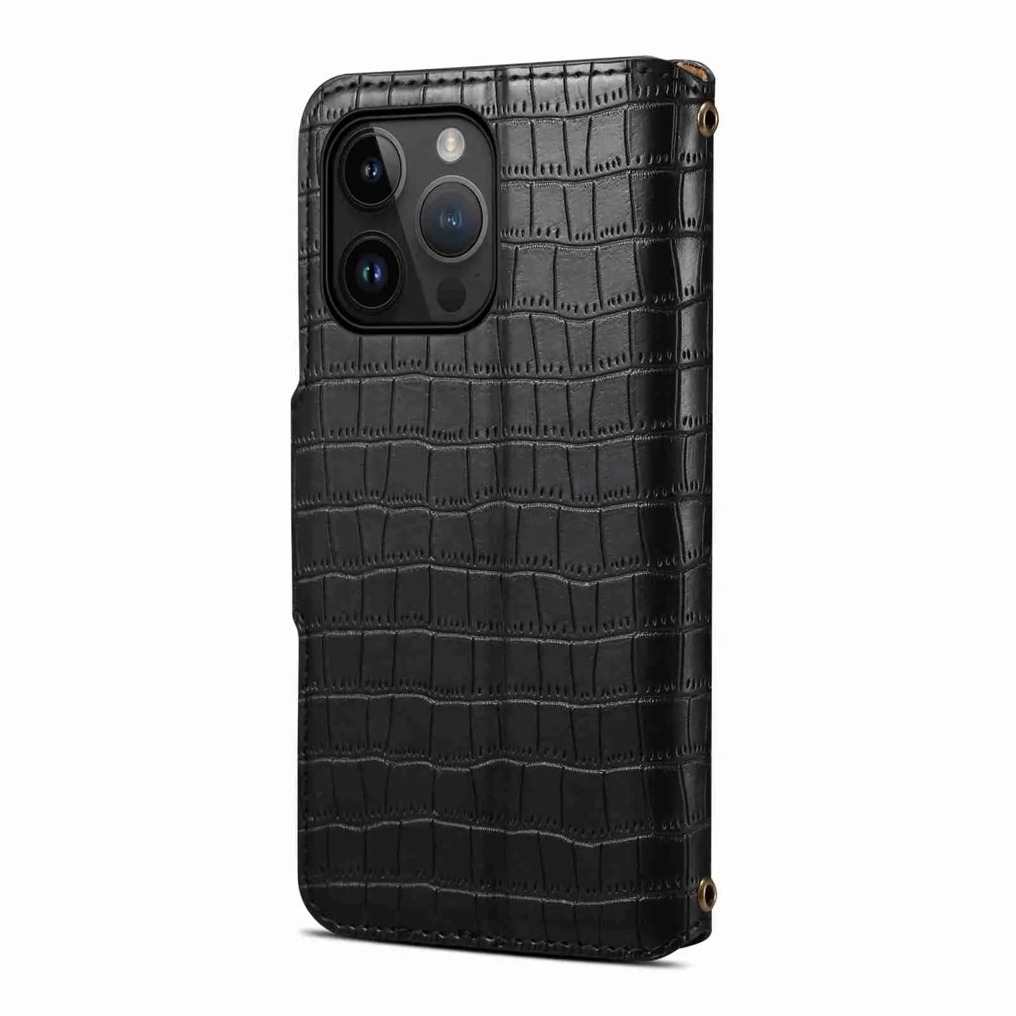 iPhone 11 Pro Max Denior Leather Case - Crocodile Texture with Oil Edge, Wallet & Kickstand Features-buycases.co.uk