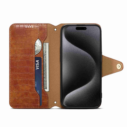 iPhone 11 Denior Leather Case - Crocodile Texture with Oil Edge, Wallet & Kickstand Features-buycases.co.uk