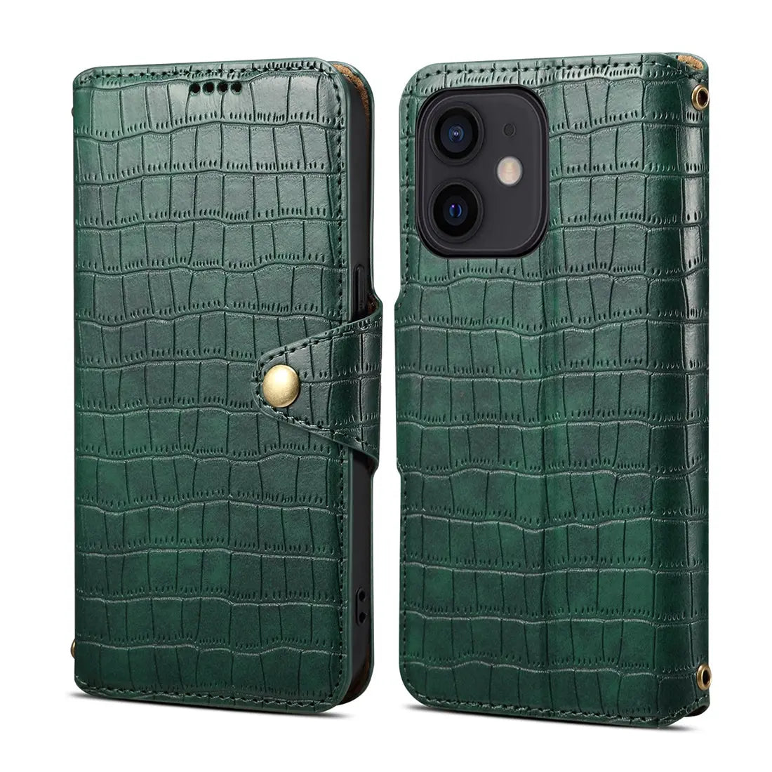 iPhone 11 Denior Leather Case - Crocodile Texture with Oil Edge, Wallet & Kickstand Features-buycases.co.uk