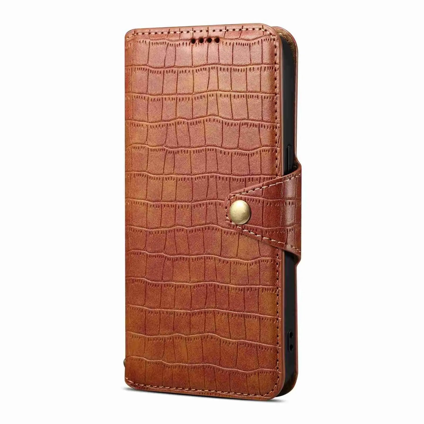 iPhone 11 Pro Denior Leather Case - Crocodile Texture with Oil Edge, Wallet & Kickstand Features-buycases.co.uk