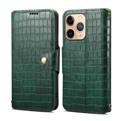 iPhone 11 Pro Denior Leather Case - Crocodile Texture with Oil Edge, Wallet & Kickstand Features-buycases.co.uk