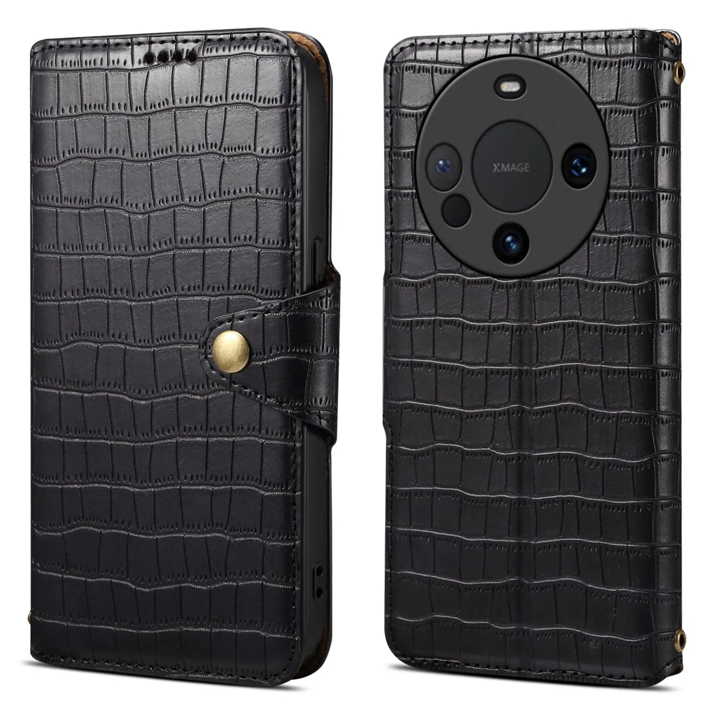 Huawei Mate 60 Denior Leather Case - Crocodile Texture with Oil Edge, Wallet & Kickstand Features-buycases.co.uk