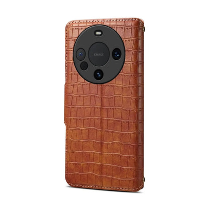 Huawei Mate 60 Pro+ Denior Leather Case - Crocodile Texture with Oil Edge, Wallet & Kickstand Features-buycases.co.uk