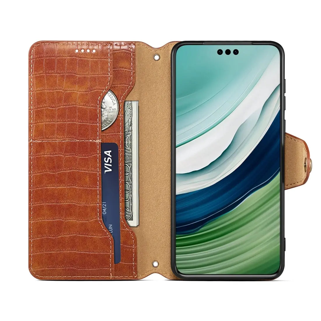 Huawei Mate 60 Pro+ Denior Leather Case - Crocodile Texture with Oil Edge, Wallet & Kickstand Features-buycases.co.uk