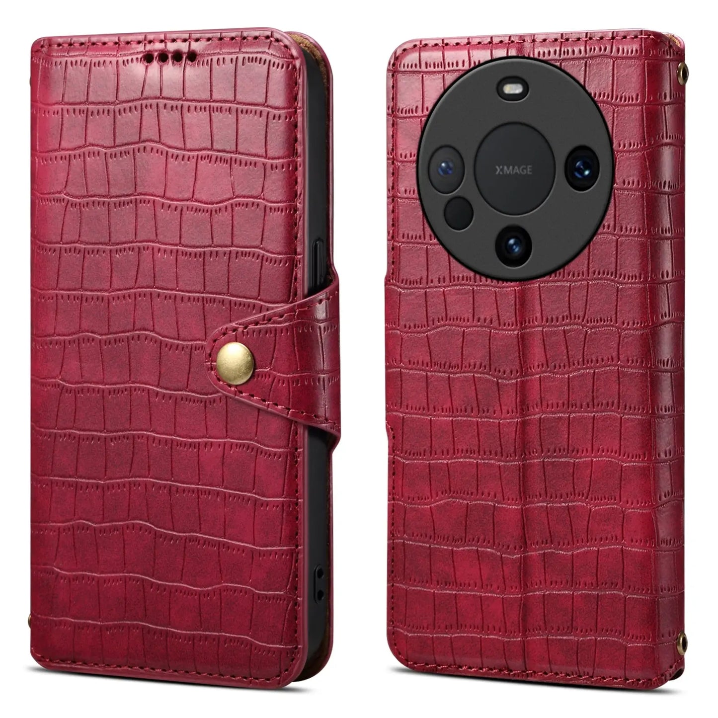 Huawei Mate 60 Pro Denior Leather Case - Crocodile Texture with Oil Edge, Wallet & Kickstand Features-buycases.co.uk