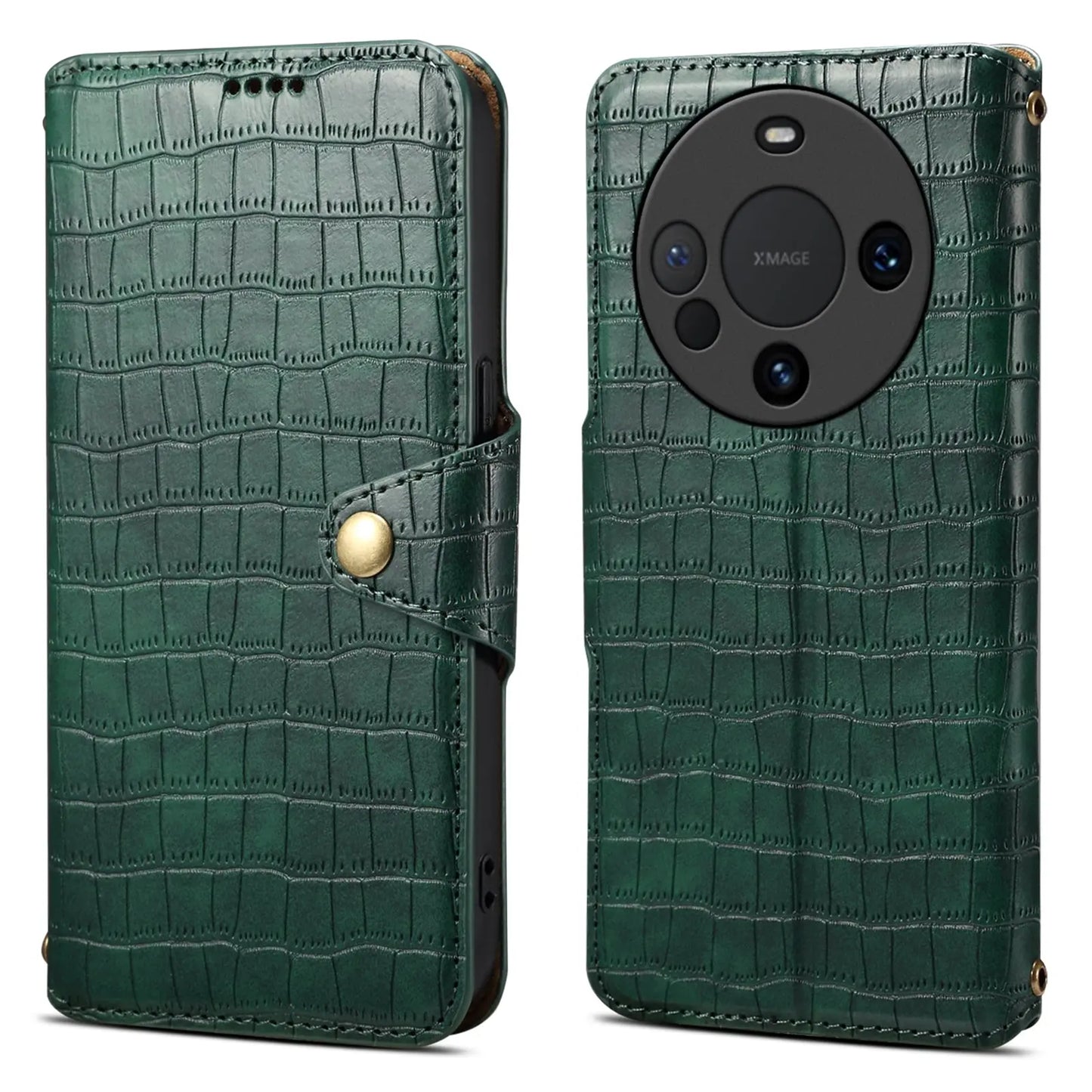 Huawei Mate 60 Pro+ Denior Leather Case - Crocodile Texture with Oil Edge, Wallet & Kickstand Features-buycases.co.uk