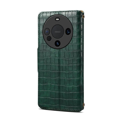 Huawei Mate 60 Pro+ Denior Leather Case - Crocodile Texture with Oil Edge, Wallet & Kickstand Features-buycases.co.uk
