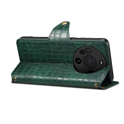 Huawei Mate 60 Pro+ Denior Leather Case - Crocodile Texture with Oil Edge, Wallet & Kickstand Features-buycases.co.uk