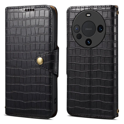 Huawei Mate 60 Pro Denior Leather Case - Crocodile Texture with Oil Edge, Wallet & Kickstand Features-buycases.co.uk